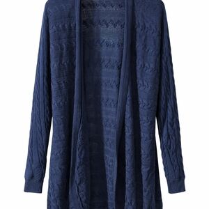 Ralph Lauren Luxe Cable-Knit Long Cardigan in Navy